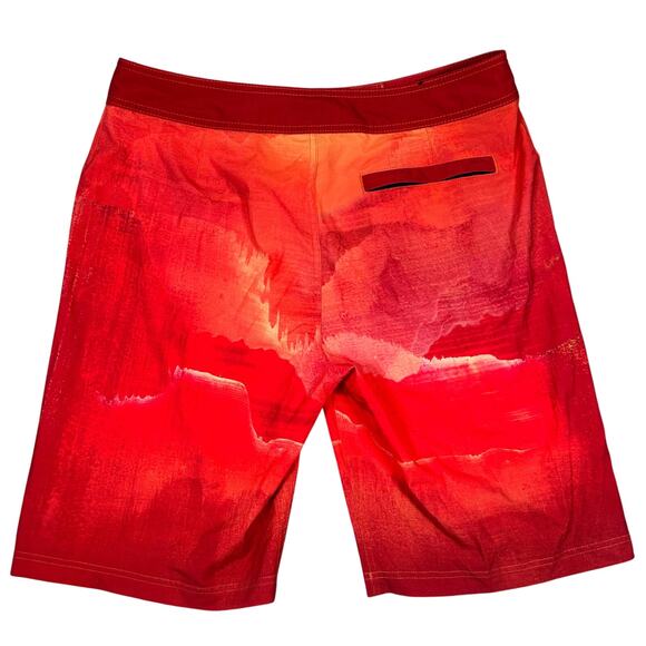 PrAna Boardshort Drawstring Mens 34‎ Red Swim Beach Summer Surf Vacation Red - Picture 2 of 9
